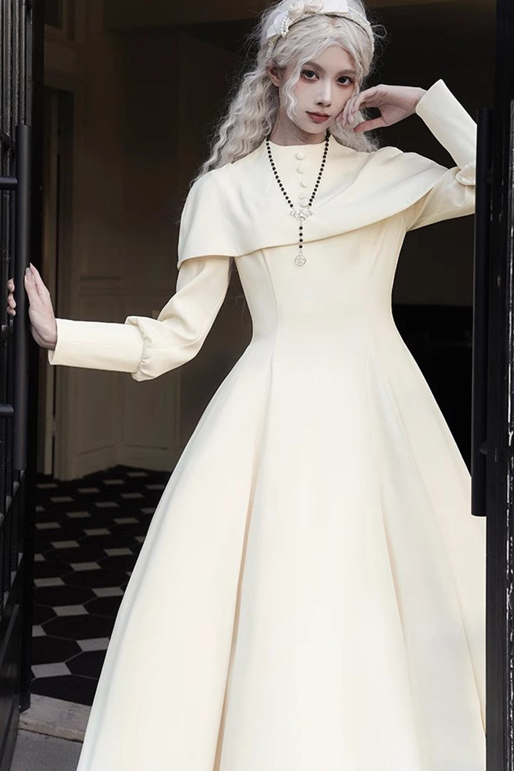 Ivory Thirteenth Evening Long Sleeves Slim Gothic Elegant Lolita Dress