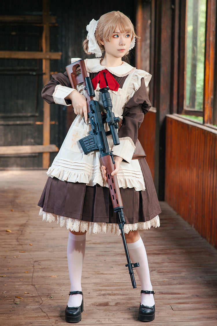 Violent Maid Long Puff Sleeves Bowknot Classic Vintage Lolita Dress 2 Colors