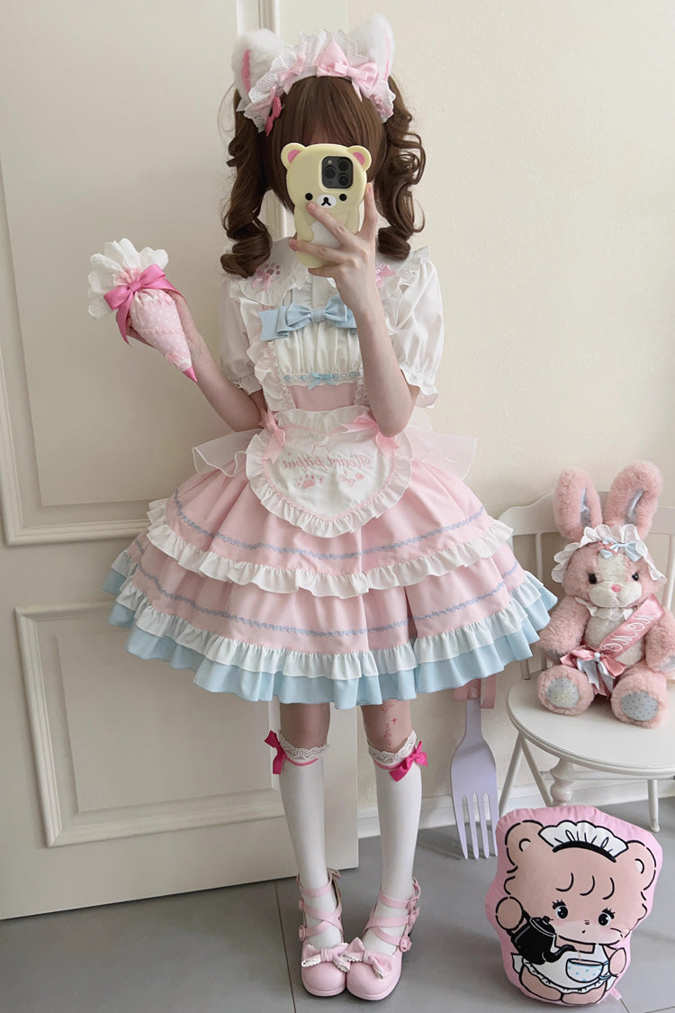 Cat Ear Story Multi-layer Ruffle Bowknot Sweet Lolita Jsk Dress 4 Colors