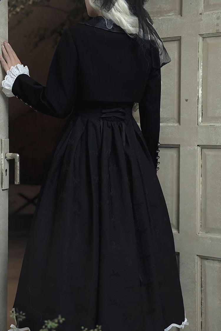 Black Swan Short Sleeves Sweet Elegant Princess Lolita Dress Long Version