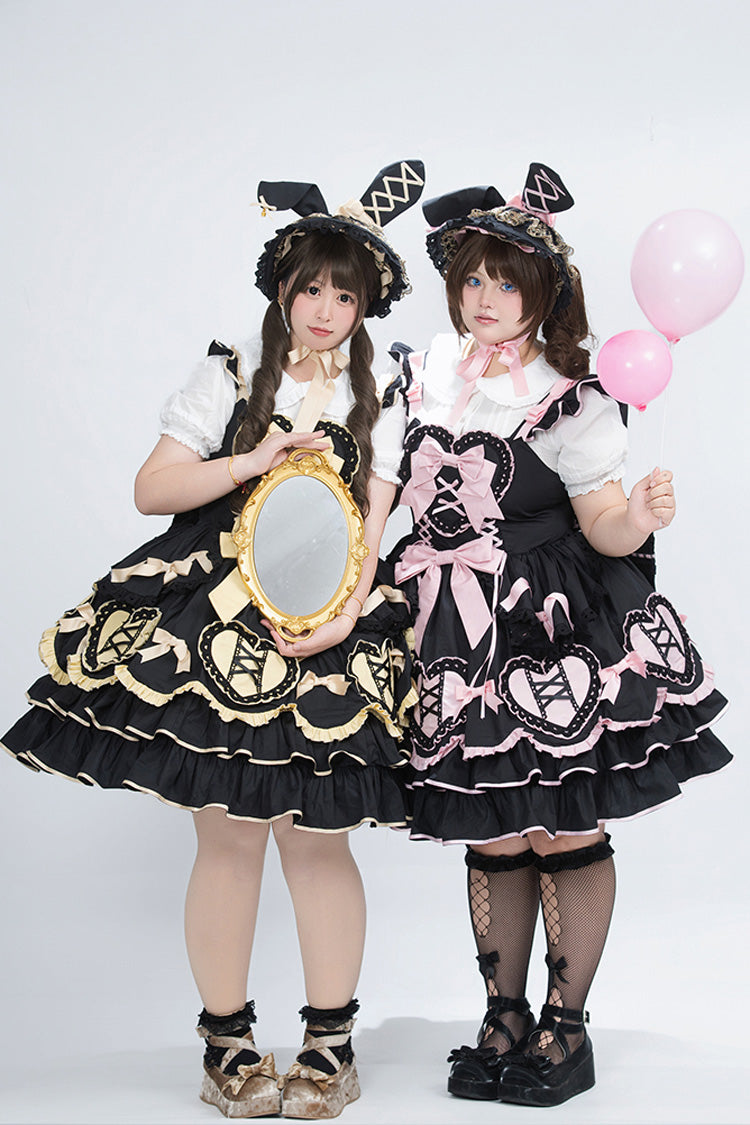 Black/Pink Frosted Sugar Gift Box Sleeveless Ruffle Bowknot Sweet Plus Size Princess Lolita Jsk Dress