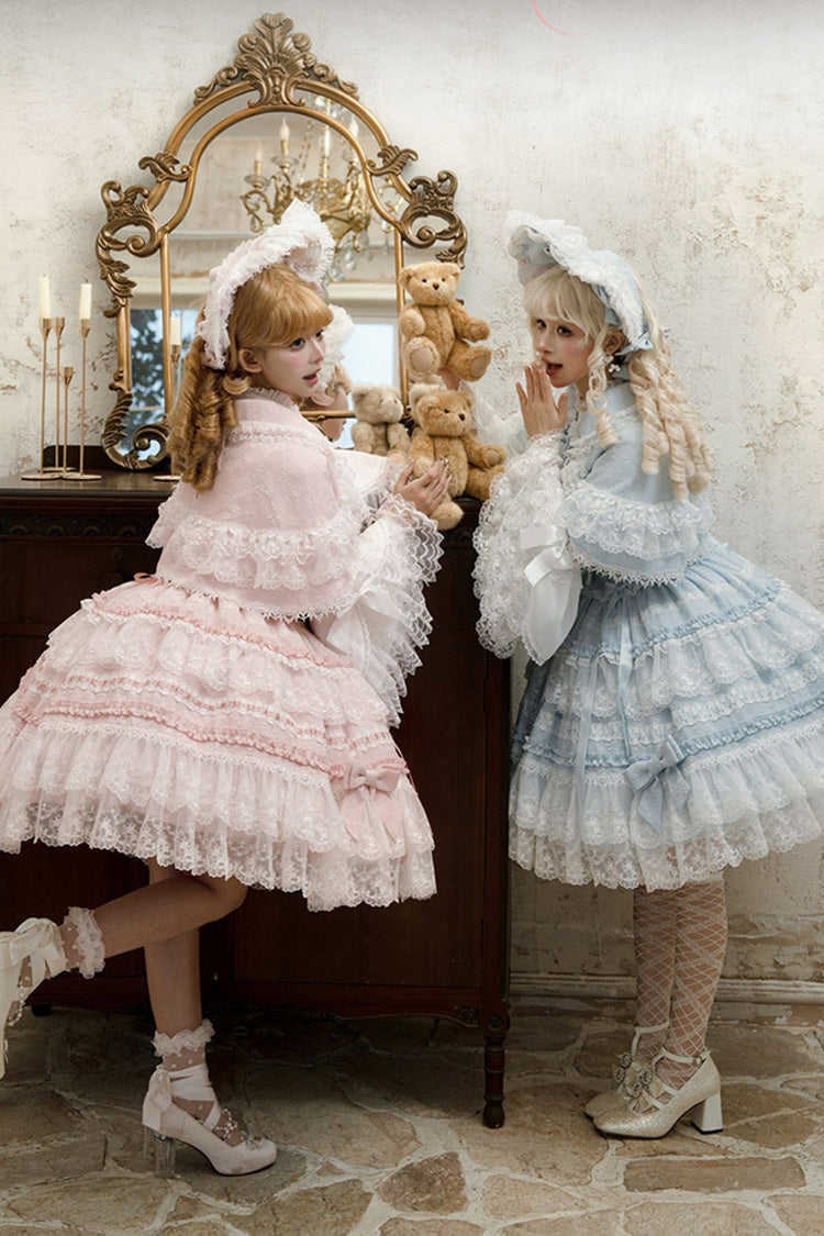 Pink Reinas Sleeveless Ruffle Bowknot Lace Sweet Lolita Jsk Dress
