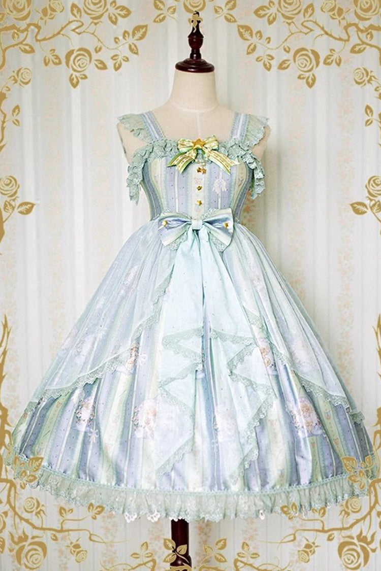 Angel's Hymn Print Ruffle Bowknot Sweet Lolita Jsk Dress 2 Colors