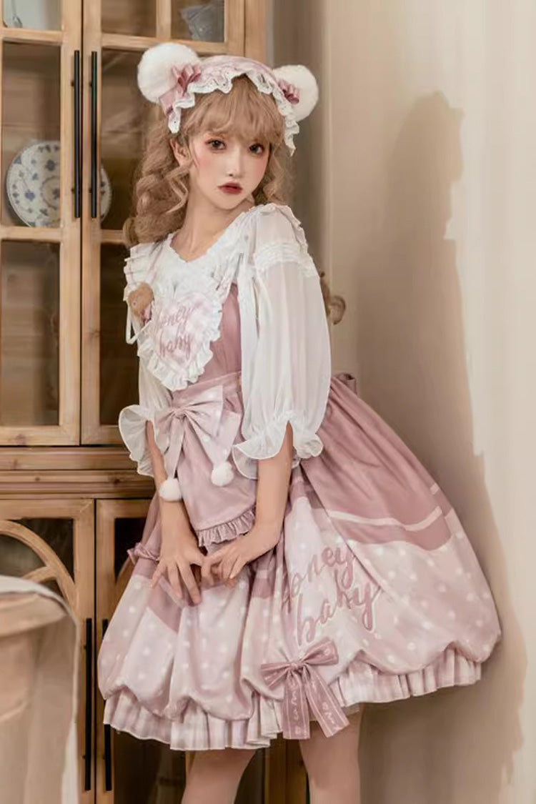 Flesh Pink Bear Bakery Ruffle Bowknot Sweet Princess Lolita Jsk Dress