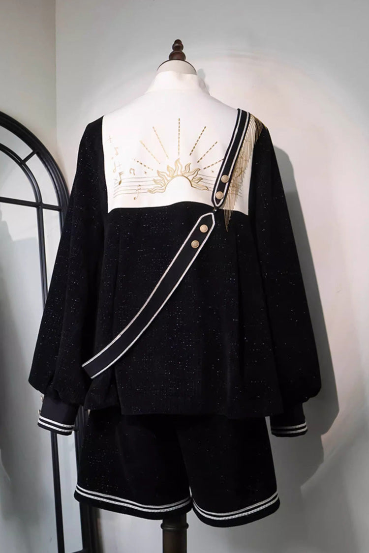 Black Song Of Tomorrow Long Sleeves Embroidery Asymmetric Gothic College Style Ouji Lolita Full Set