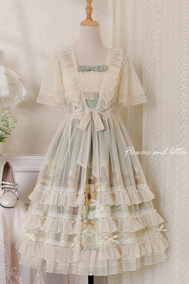 Multi-Color Sleeveless Sunflower Print Elegant and Sweet Lolita Jsk Dress