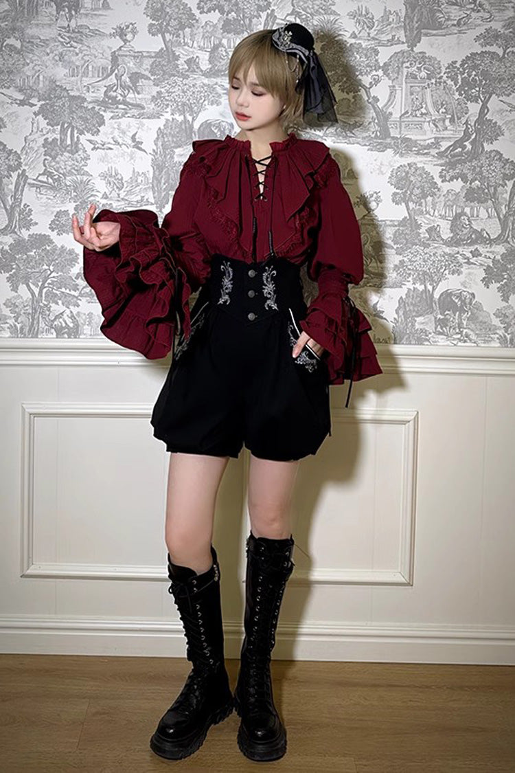 Pirate Series Navigation Treasure Hunting Guide High Waisted Embroidery Ouji Handsome Lolita Shorts 2 Colors