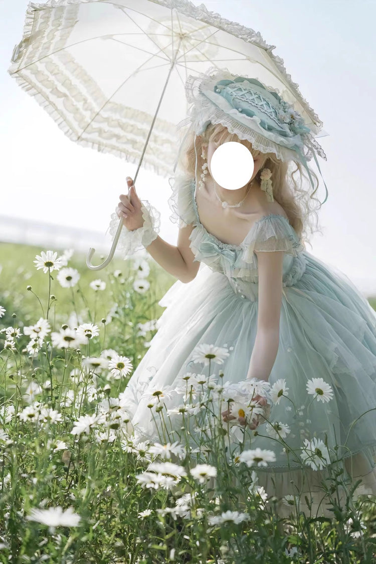 Light Green Love Is Coming Multi-layer Ruffle Embroidery Bowknot Sweet Princess Lolita Jsk Dress