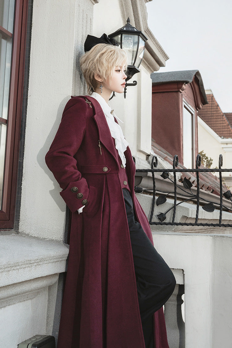 Dark Red The Legend of Dracula Long Sleeves Gothic Prince Handsome Cool Ouji Lolita Coat