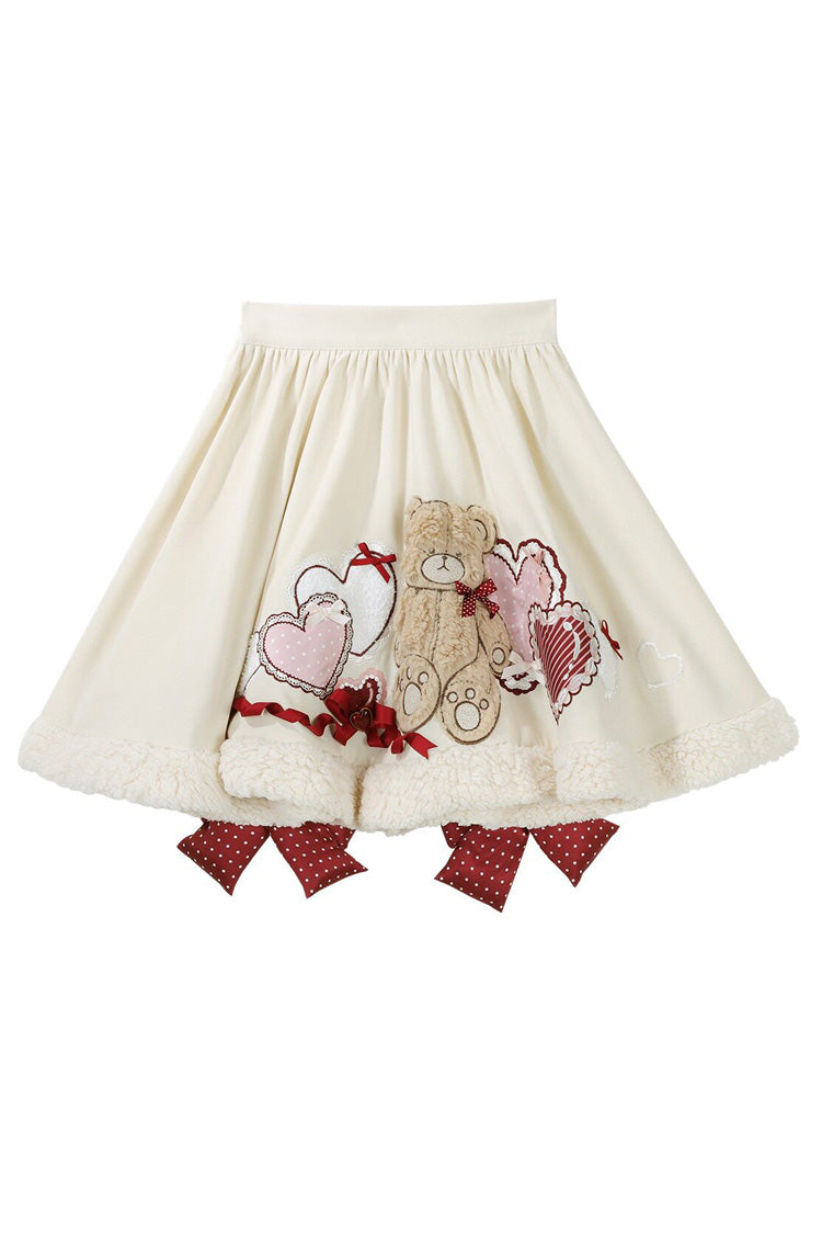 Red/Beige Heart Bear Embroidered Sweet Lolita Jsk Dress Set
