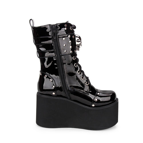 Black Skull Decorative Side Zip Gothic Lolita Boots