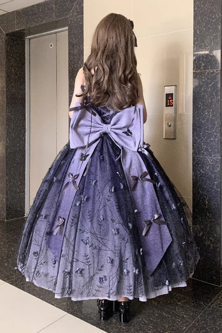 Purple Starry Night Solo Ruffle Hanayome Embroidery Bowknot Lace Sweet Gorgeous Lolita Jsk Dress