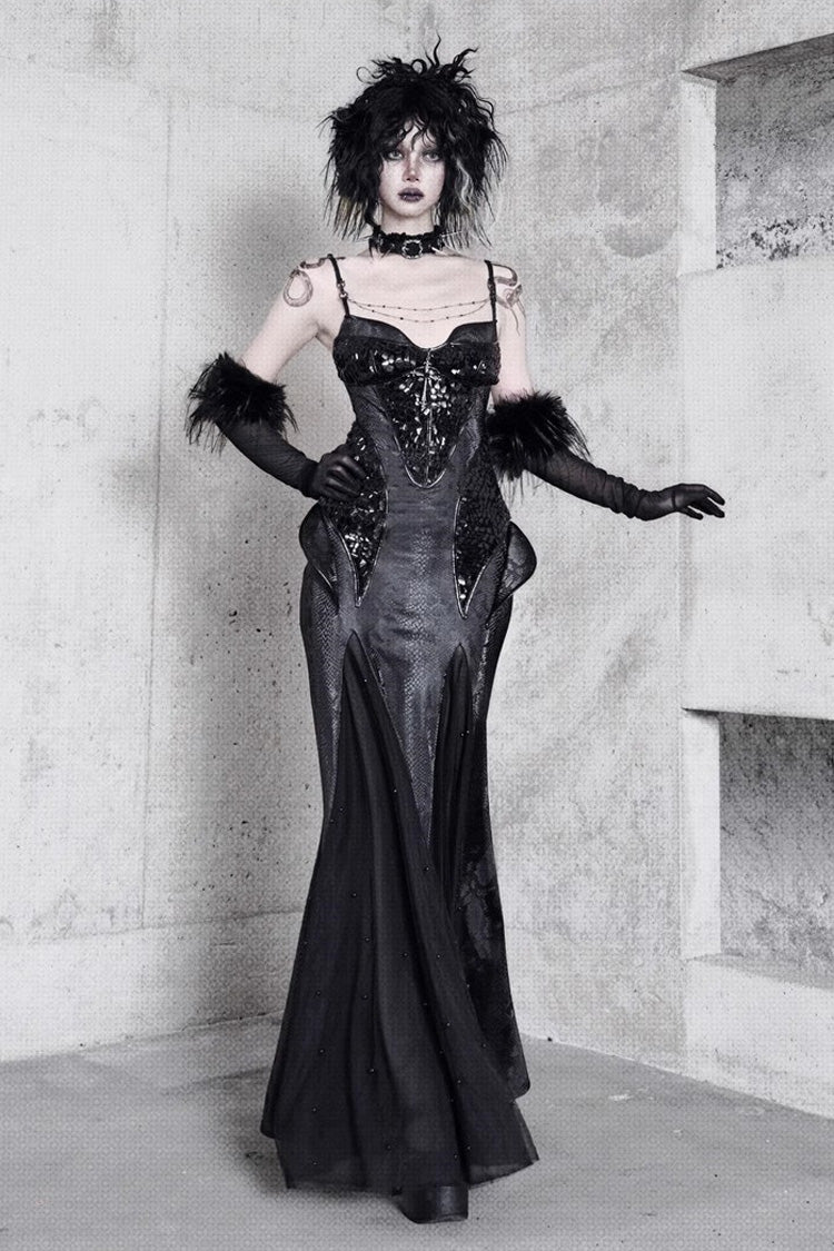 Black Snake Eye Shadow Sleeveless Print Stitching Slim Gothic Lolita Jsk Dress