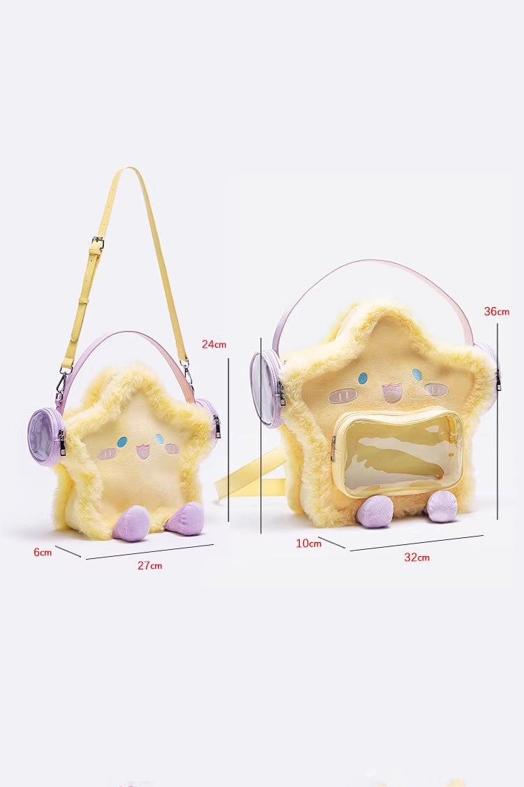 Yellow Plush Headphone Star Embroidered Cartoon Sweet Lolita Itabag