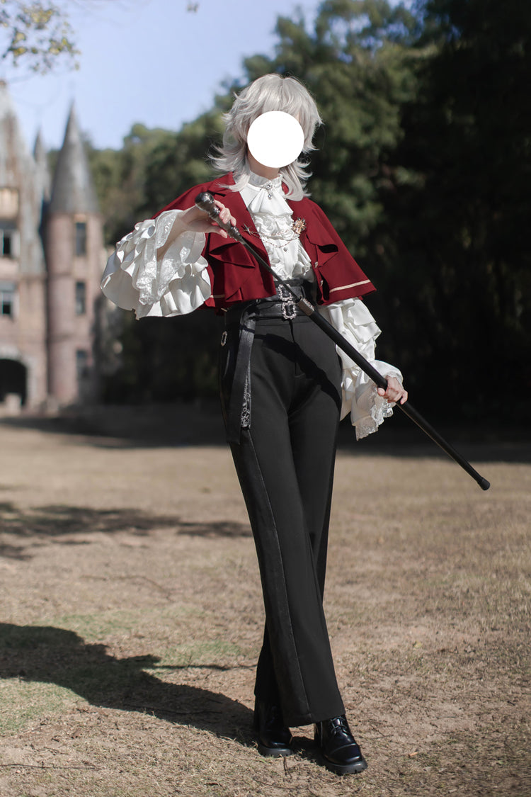 Black Day and Night Song Long Sleeves Ruffle Ouji Gothic Lolita Skirt Blouse