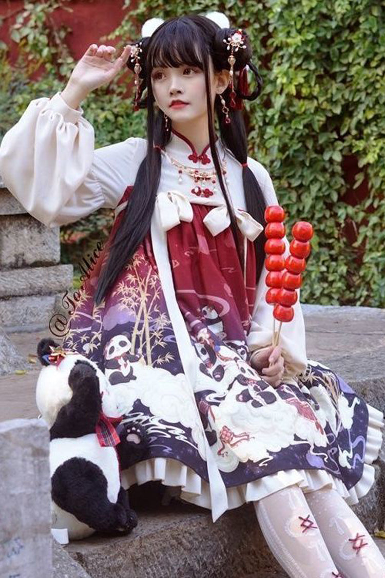 Panda Print Chinese Style Sweet Lolita OP Dress