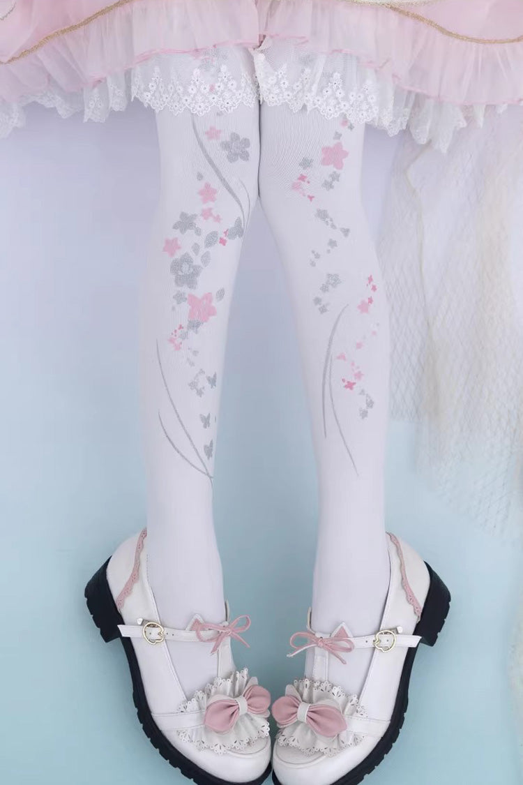 Peach Blossom Fragrance Printed Sweet Chinese Style Gorgeous Lolita Tights 4 Colors