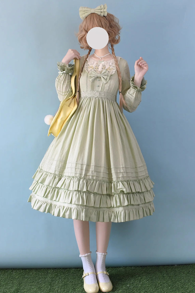 Girly Nelly Embroidery Multi-Layer Ruffle Sweet Lolita Dress 4 Colors