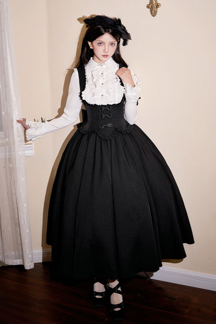 Black Silent Words Ruffle Bowknot Classic Lolita Jsk Push-Up Dress