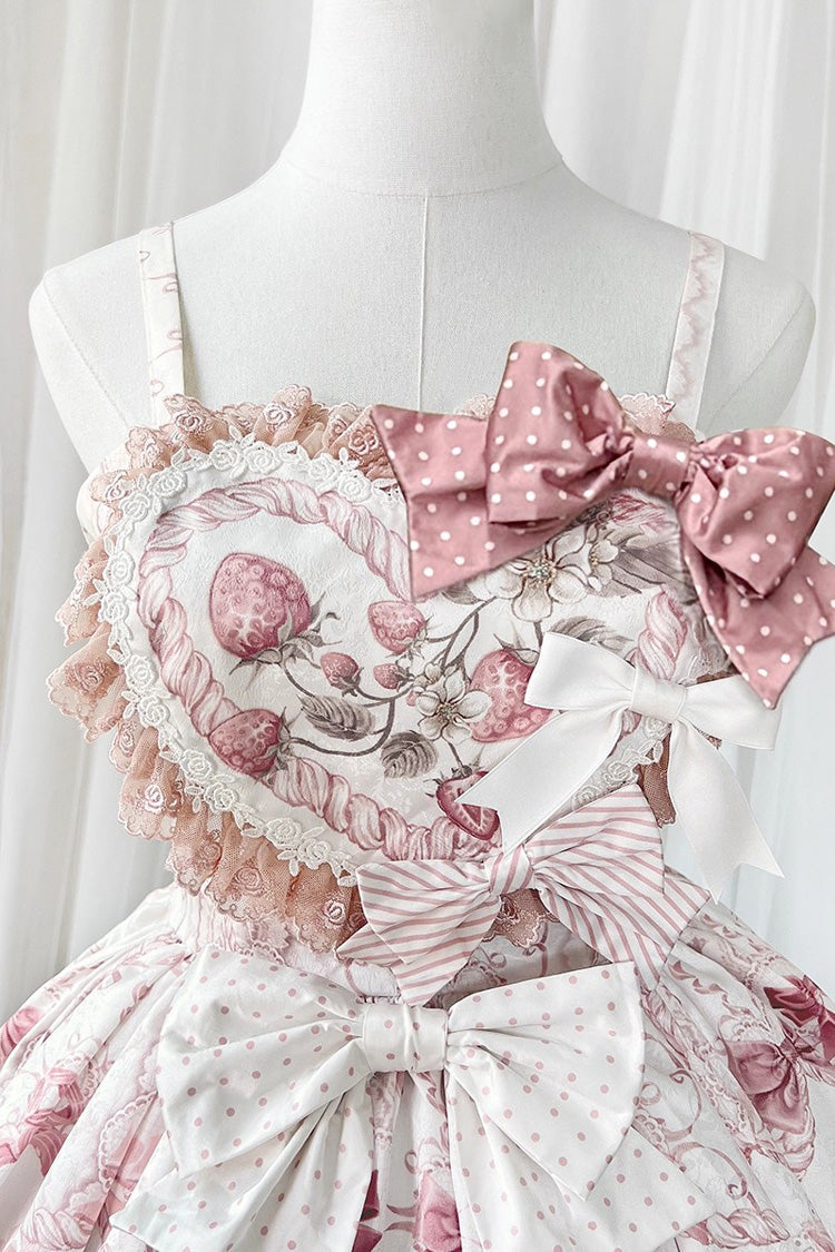 Pink Cat Dessert House Print Ruffle Bowknot Sweet Lolita Jsk Dress Set