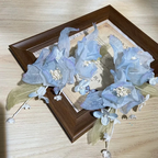 Lolita Hair Accessories Blue Iris Bridal Hair Clips Headwear with Lace Pearl