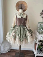 Sweet Lolita Classic Green Elegant Skirt Set Daily Pastoral Princess Sk Cute Lolita Voyage