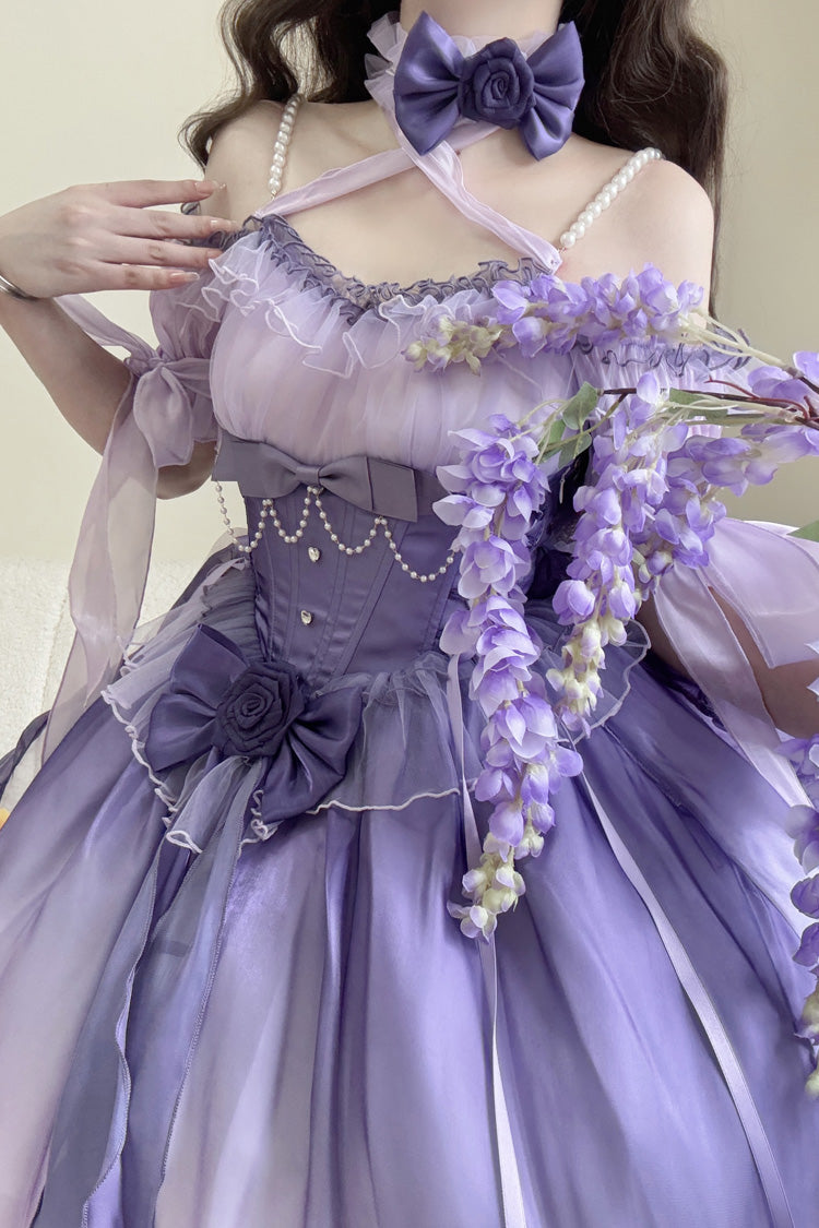 Purple Bowknot Irregular Sweet Princess Lolita Jsk Dress