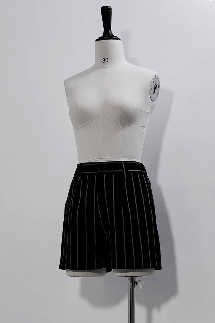 Black Rabbit Theater Vertical Stripe Print Ouji Lolita Shorts