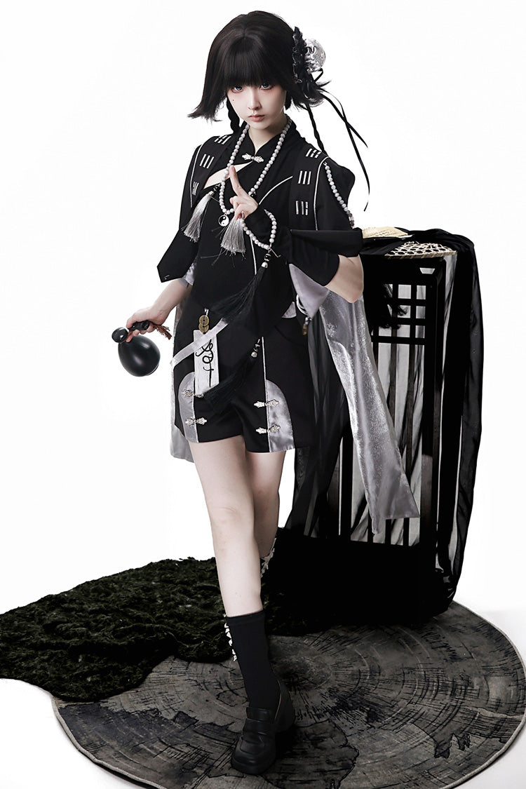Black The Strange End of the Immortal Sect Sleeveless Chinese Style Ouji Lolita Set