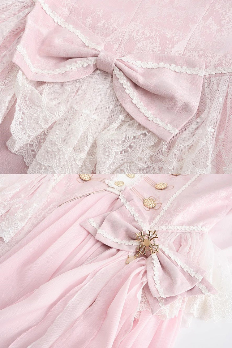 Pink Glass Castle Long Sleeves Bowknot Elegant Handsome Prince Ouji Fashion Lolita Coat