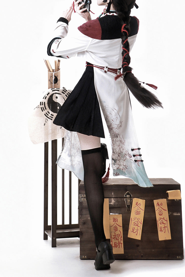 Multi-Color Walking With The Demon Print Asymmetric Gothic Chinese Style Ouji Lolita Skirt