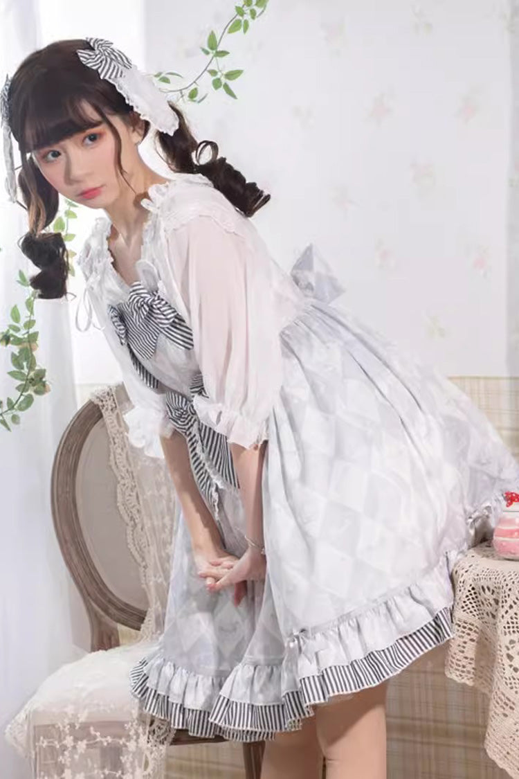 Grey Alice Bunny Ruffle Bowknot Sweet Princess Lolita Jsk Dress