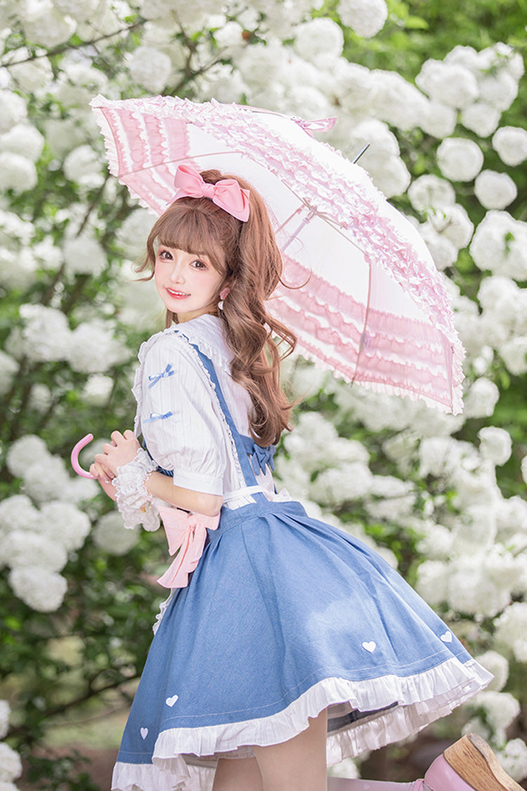 Blue Cowboys Are Busy Ruffle Bowknot Sweet Lolita Strap Dress