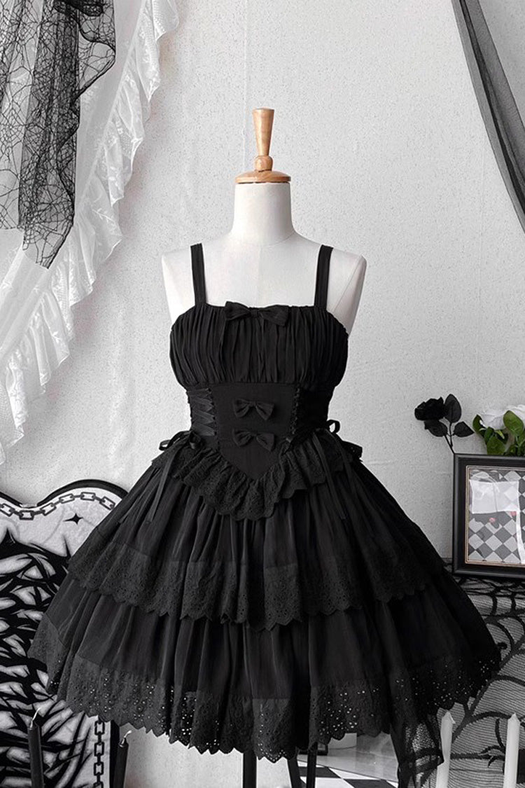 Bowknot Hollow Gothic Lolita Tiered JSK Dress 2 Colors