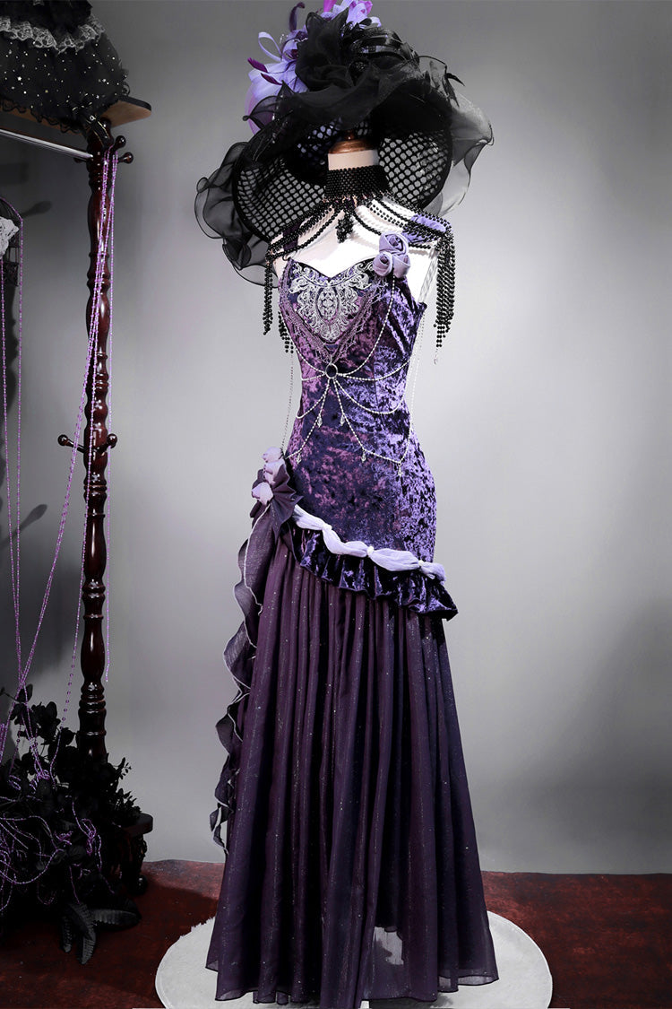 Purple Madame Butterfly Ruffle Bowknot Lace Sweet Elegant Gorgeous Lolita Jsk Dress