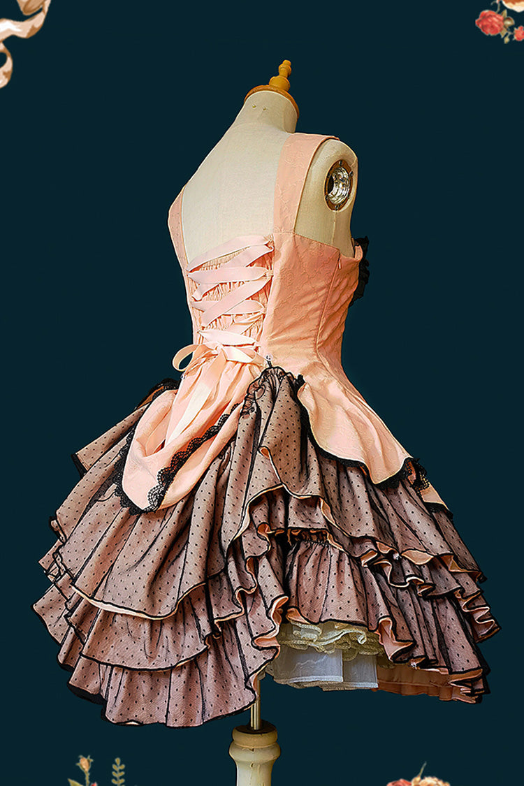 Waltz Triple-Layered Ruffle Stitching Lace Sweet Lolita Dress 2 Colors