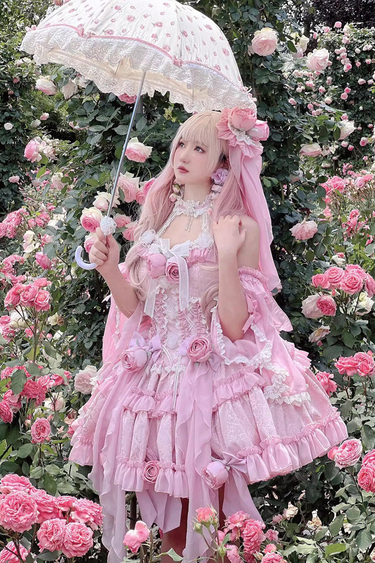 Gem Princess Fish Bone Detached Hime Sleeves Sweet Lolita Princess Dress Set 2 Colors