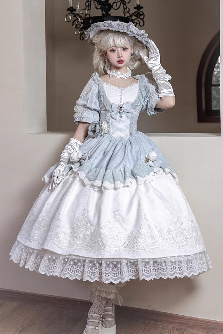 Solid Color Fairytale Dance Embroidery Bowknot Lace Sweet Elegant Princess Lolita Dress