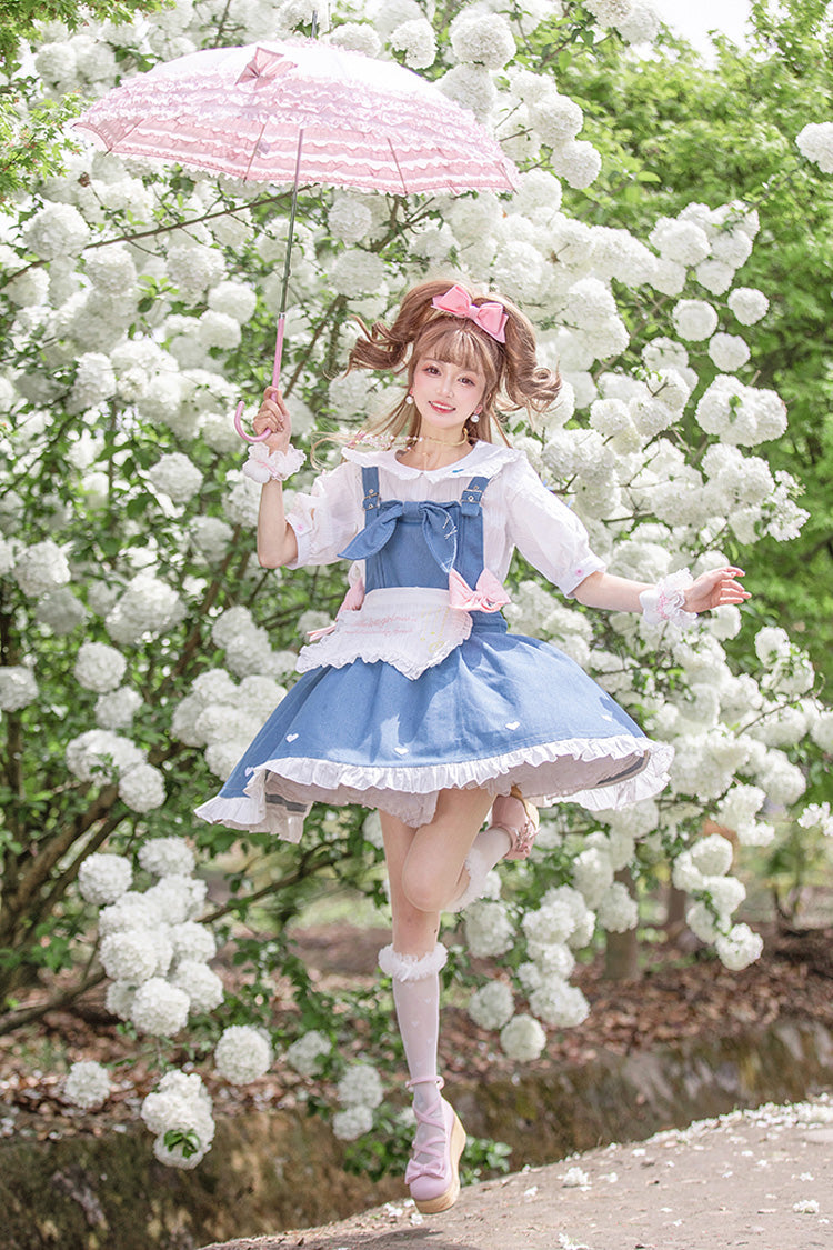 Blue Cowboys Are Busy Ruffle Bowknot Sweet Lolita Strap Dress