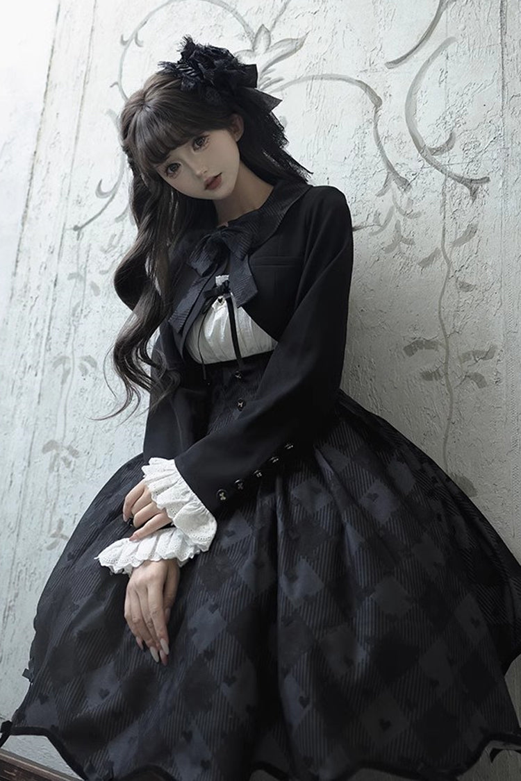 Black Swan Short Sleeves Plaid Print Sweet Elegant Princess Lolita Dress Short Version
