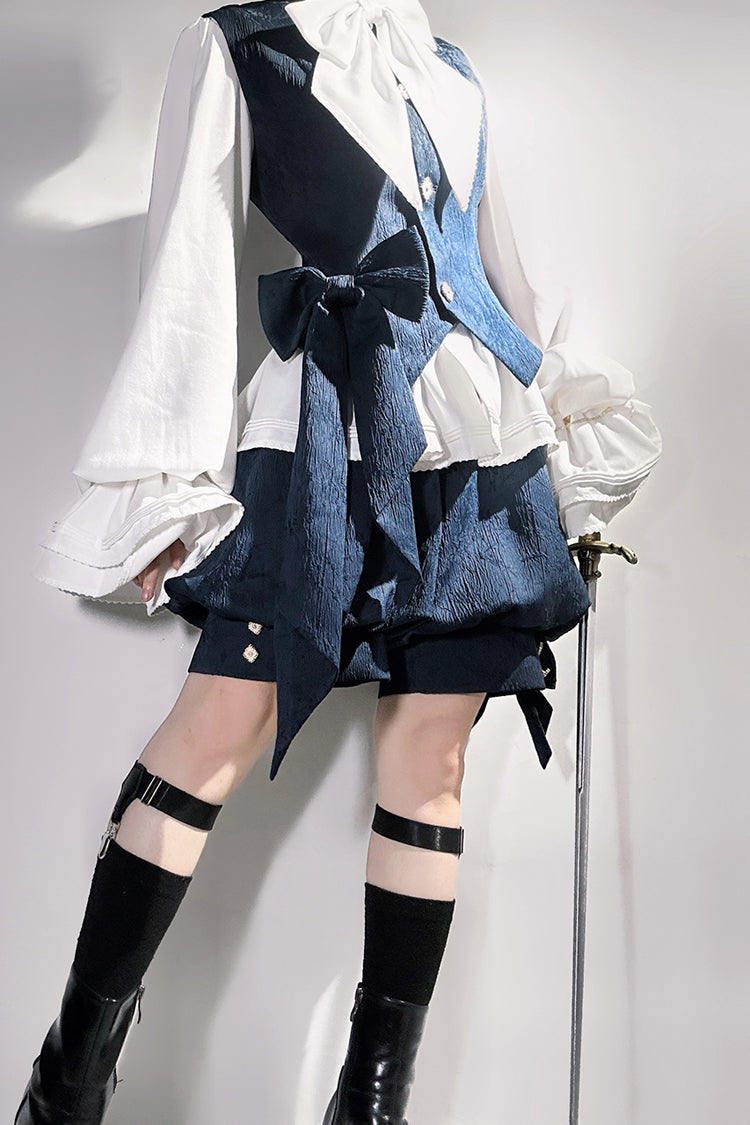 Blue Rabbit Hunt Bowknot Vintage Prince Ouji Lolita Vest