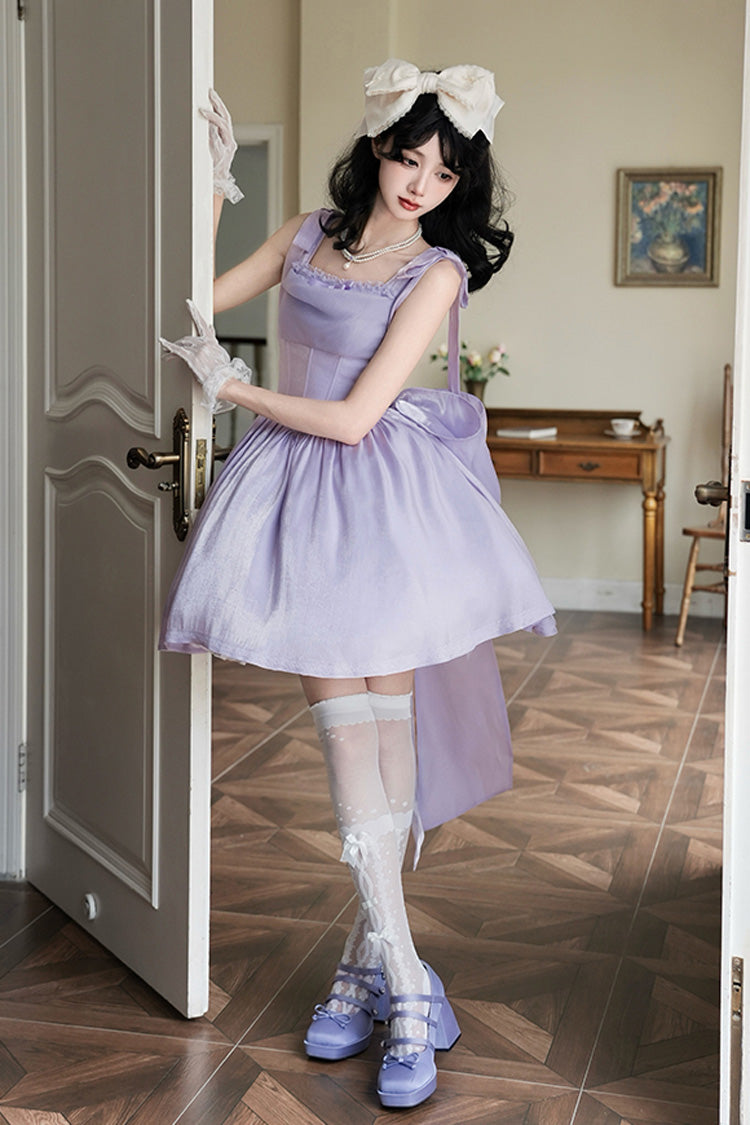 Purple Foamy Sea Sleeveless Ruffle Bowknot Fishbone Sweet Lolita Jsk Dress
