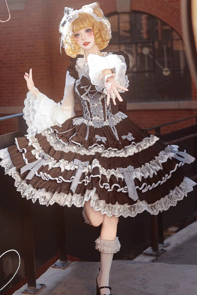 Love Notebook Sleeveless Multi-Layered Ruffle Bowknot Lace Sweet Lolita Jsk Dress 5 Colors