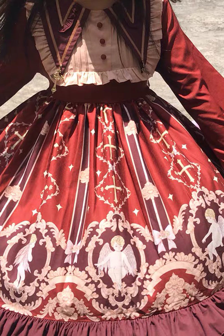 Angel's Redemption Long Sleeves Angel Print Ruffle Bowknot Sweet Lolita Dress 3 Colors