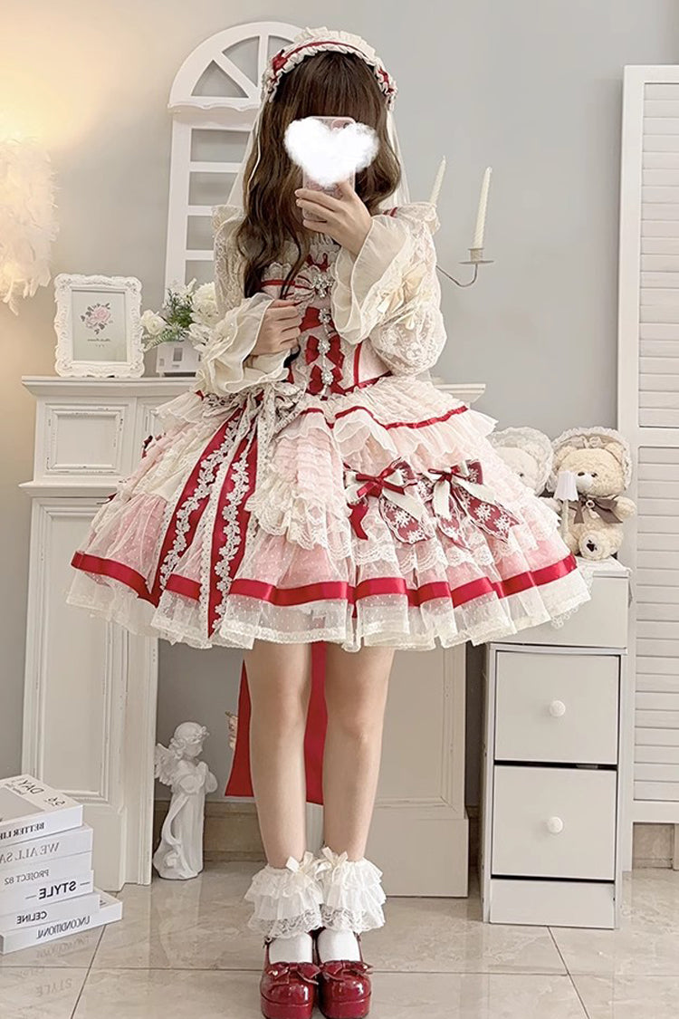 Pink Moonstone Sleeveless Ruffle Embroidery Bowknot Lace Fishbone Sweet Princess Lolita Dress