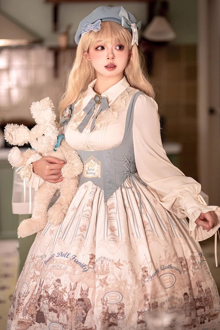 Doll's House Print Ruffle Embroidery Long Version Sweet Lolita Jsk Dress 2 Colors