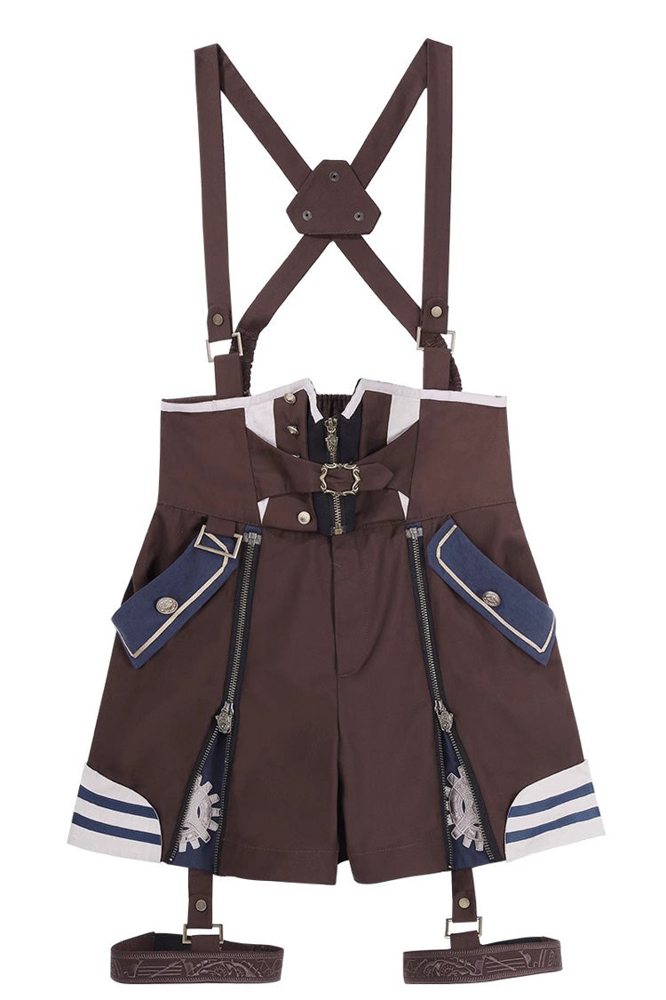 Brown Inventor of Wonderful Equipment Ouji Punk Cool Lolita Bib Shorts