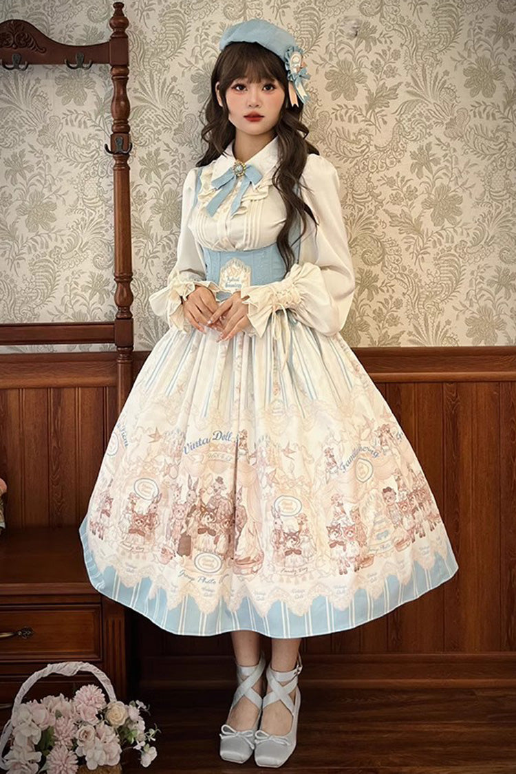 Doll's House Print Ruffle Embroidery Long Version Sweet Lolita Jsk Dress 2 Colors