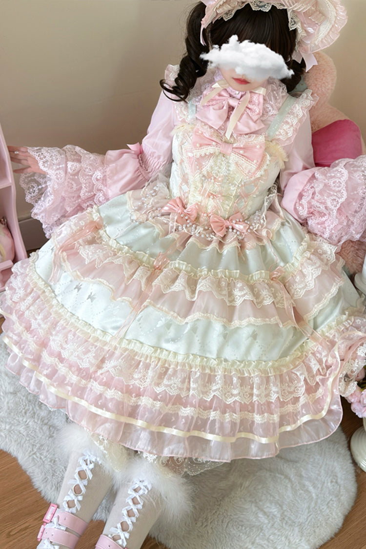 Green Star Love Song Ruffle Hanayome Bowknot Lace Sweet Lolita Jsk Dress