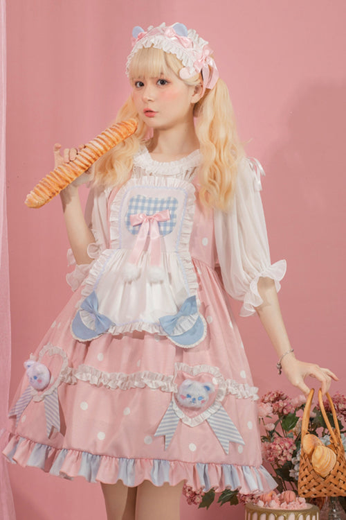 Pink Jenny Bear Diaries Polka Dot Print Sweet Lolita JSK Dress